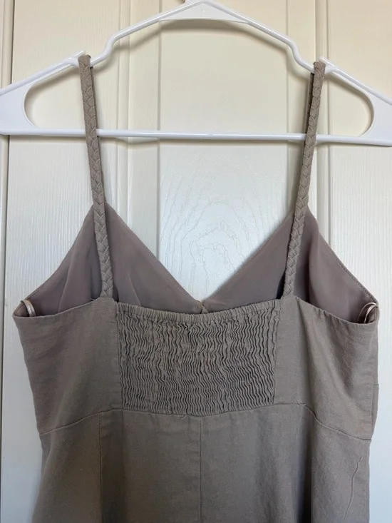 Zara Beige Button-Front Midi Dress - Picture 7 of 8